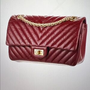 CHANEL 255 Double Flap Bag with Gold-chain and hardware